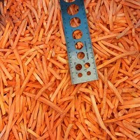 IQF carrot strips thickness 6mm, length 30-50mm